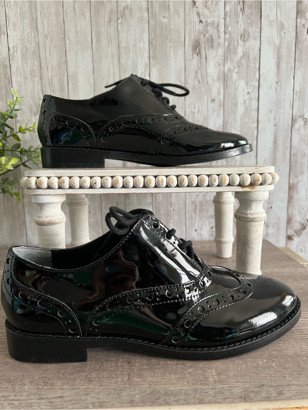 Vionic Hadley Black Patent Wingtip Oxfords Brogue Preppy Classic Women’s 7.5 - Picture 3 of 7